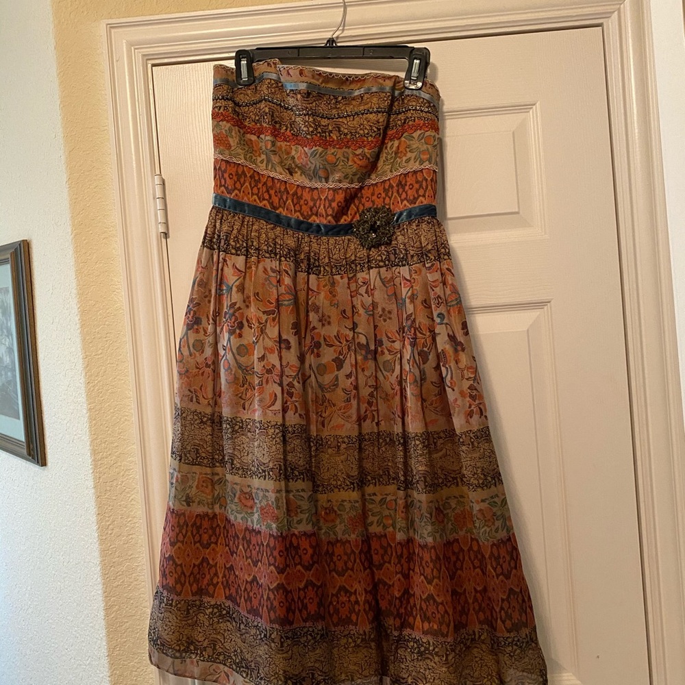 David Meister Strapless Ikat Dress